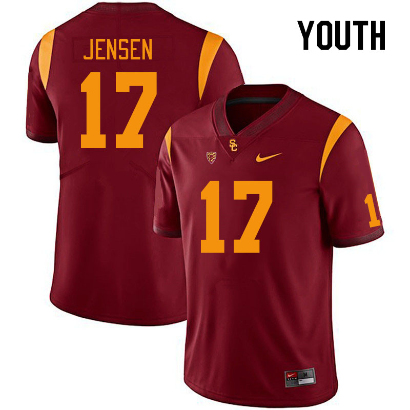 Youth #17 Jake Jensen USC Trojans College Football Jerseys Stitched Sale-Cardinal